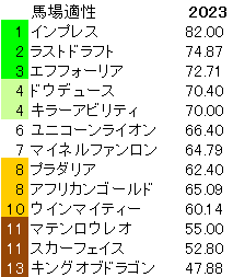 2023　京都記念　馬場適性指数 - コピー